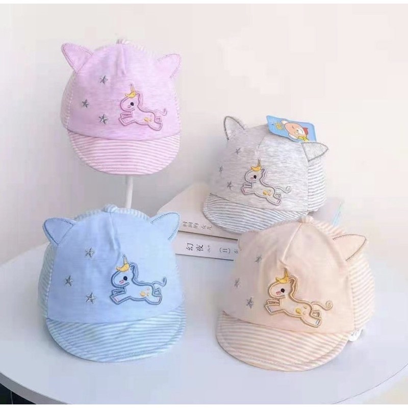 Topi Baseball Anak Bayi Laki Laki / Perempuan Kecil Lucu Warna Pastel-Unicorn