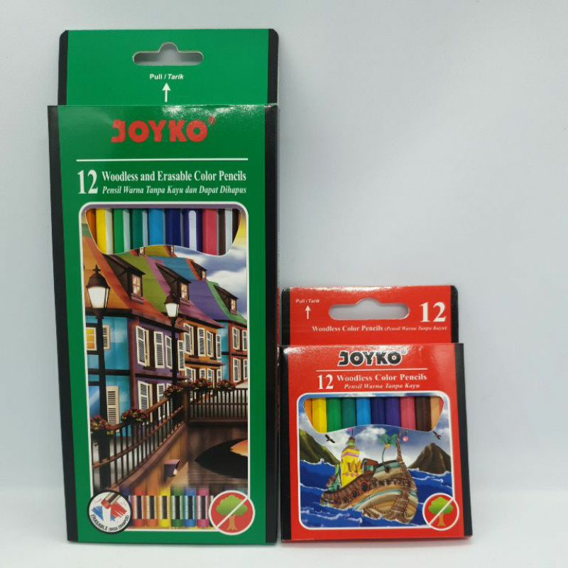 

woodless and erasable color pencils 12 warna , woodless color pencil 12 mini / pensil warna