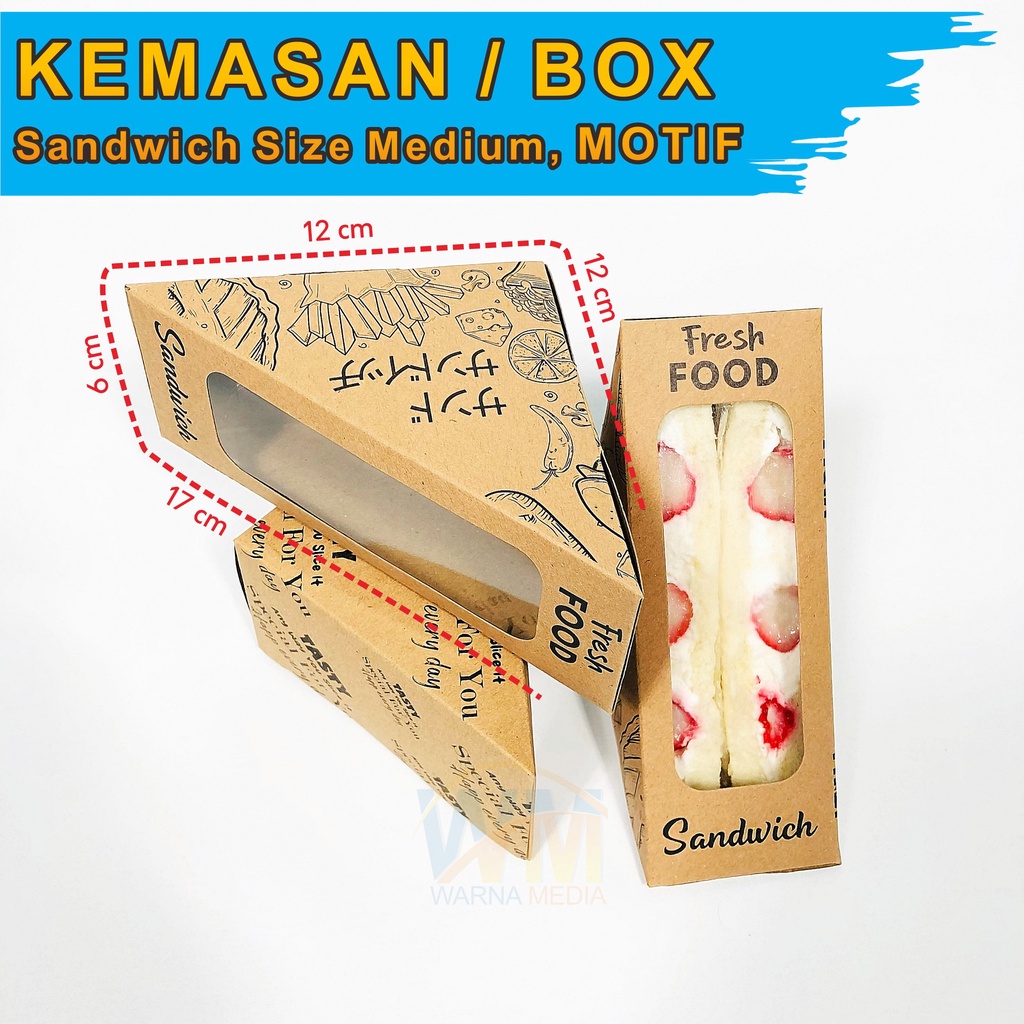 Mika Sandwich Fruit / Mika Sando / Mika Sanwich Buah / Sandwich Box Fruit Sando / Kemasan Sandwich Segitiga / Box Sandwich / Packaging Kraft Sandwich / Kotak Roti Kraft Food Grade / Packaging Sandwich Take Away / Mika Sandwich Segitiga / Mika Segitiga