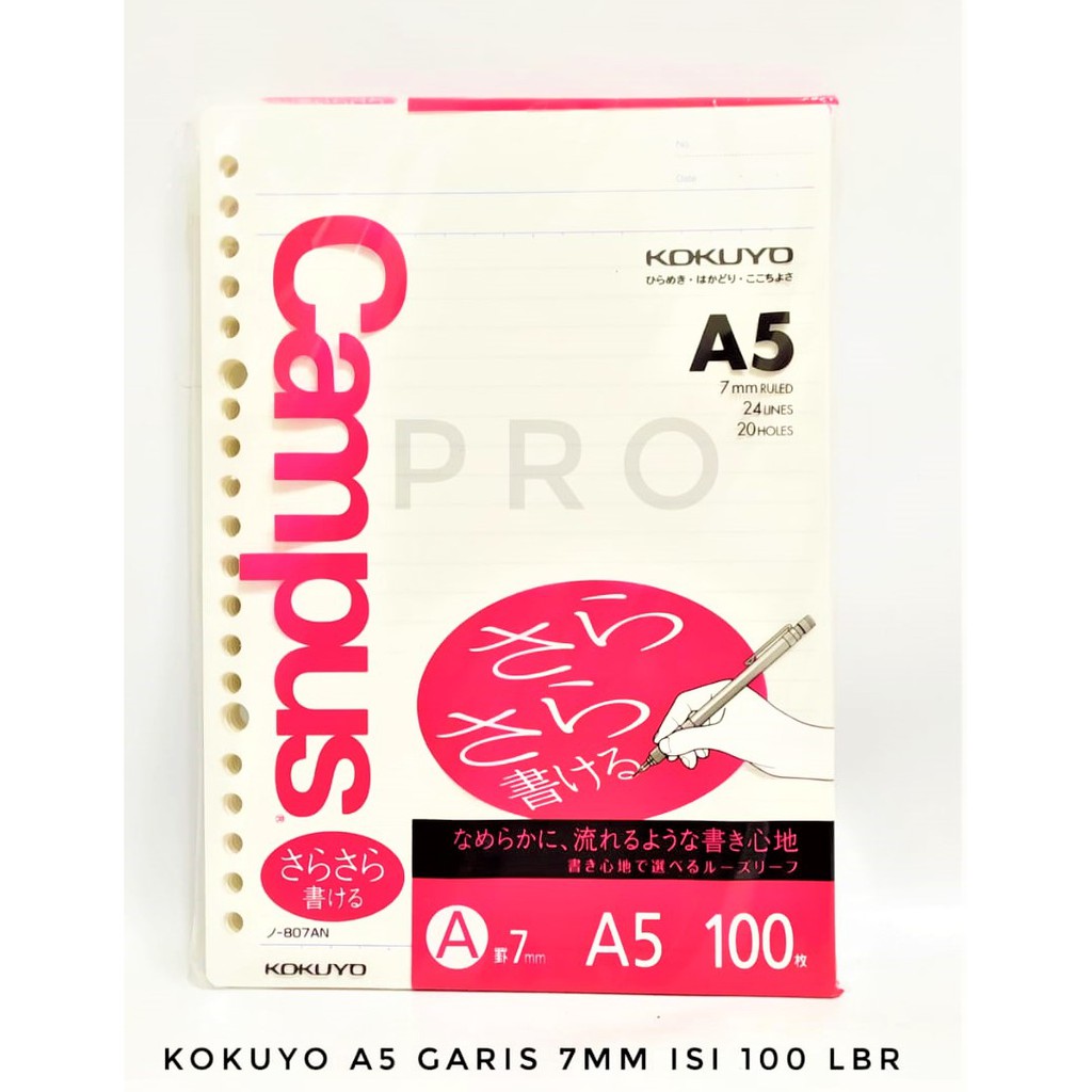 

ISI KERTAS BINDER LOOSE LEAF A5 GARIS 100 LEMBAR KOKUYO 807 AN 7 MM 20 LUBANG JEPANG KUALITAS BAGUS
