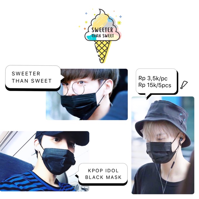 MASKER MULUT HITAM KPOP IDOL BTS EXO