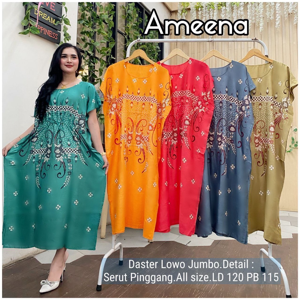 DASTER LOWO JUMBO AMEENA KALONG KELELAWAR TALI SERUT DEPAN BAJU TIDUR MURAH PAKAIAN WANITA BAHAN RAYON ADEM DIPAKAI LD 120 COD AURA LD 120 XL XXL