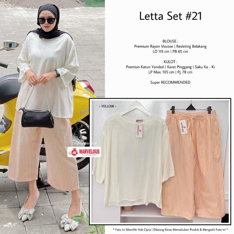 LETTA SET #21 BY MARVELOUS (ONE SET WANITA) Setelan wanita rayon rekomended