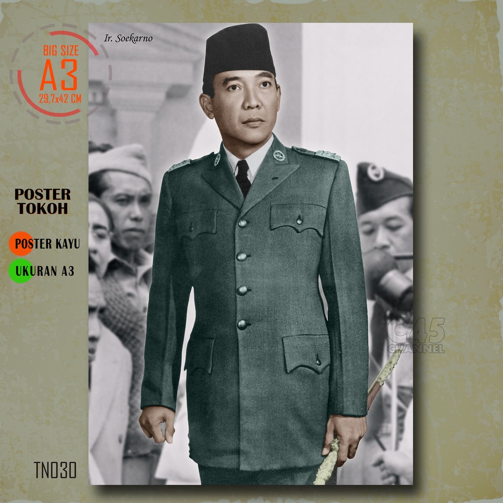 Jual Hiasan Dinding Bahan Kayu Potret SOEKARNO Presiden RI Pertama ...