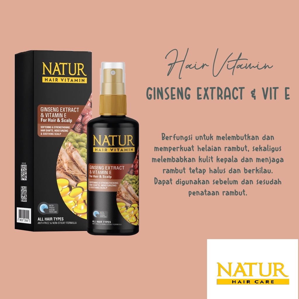 NATUR Hair Mask Hair Vitamin 2 in 1 Shampoo &amp; Hair Tonic Ginseng Aloevera (BPOM) (VH)