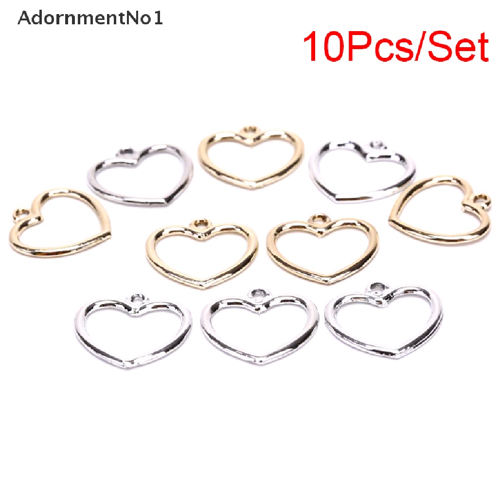 (AdornmentNo1) 10pcs / Set Liontin Bentuk Hati Hollow Out Bahan Alloy Untuk Kerajinan Tangan DIY