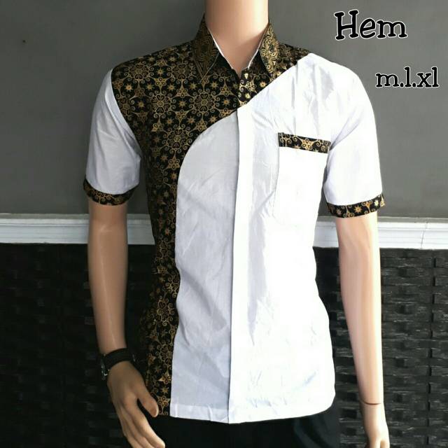 Hem batik kombinasi / atasan pria batik kombinasi HA011