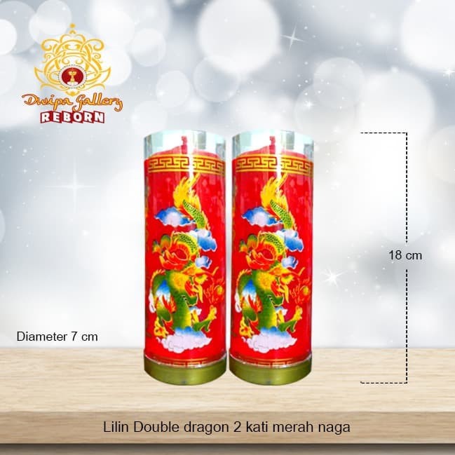 Lilin/Candle Puja Sembahyang Double Dragon 2 Kati Merah Naga