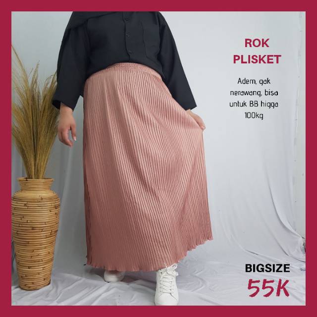 ROK PLISKET JUMBO / BIGSIZE - PREMIUM XXXL 100KG - REMPEL PLEATED FLARE SKIRT MAYUNG