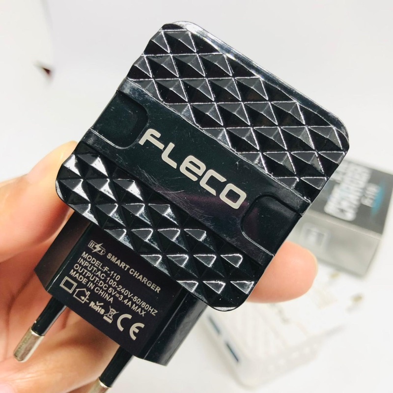 PROMO CHARGER FLECO F110 ORIGINAL 2USB SMART POWER CHARGER REAL QUALITY