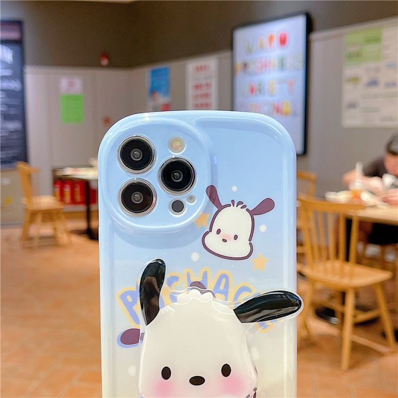 Soft Case Motif Kartun Anjing Pacha Dengan Bracket Untuk Iphone 13 12 Pro Max 11 xr xs