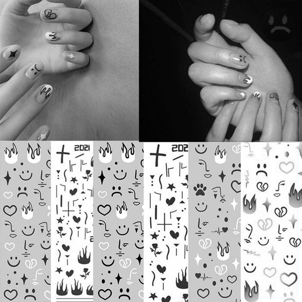 MXBEAUTY Stiker Nail Art Anti Air Smiley Face Bintang Love DIY Dekorasi Nail Art