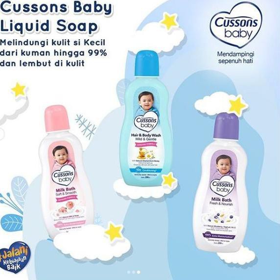 Cussons Baby Milk Bath 100ML+100ML//Hair&amp;Body Wash ORIGINAL-BPOM