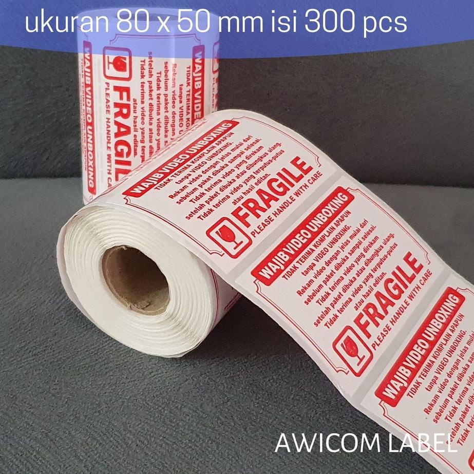 

Miliki - Label Sticker FRAGILE Wajib Video Unboxing Stiker Perhatian Online Shop 80x50 isi 300 pcs ,.