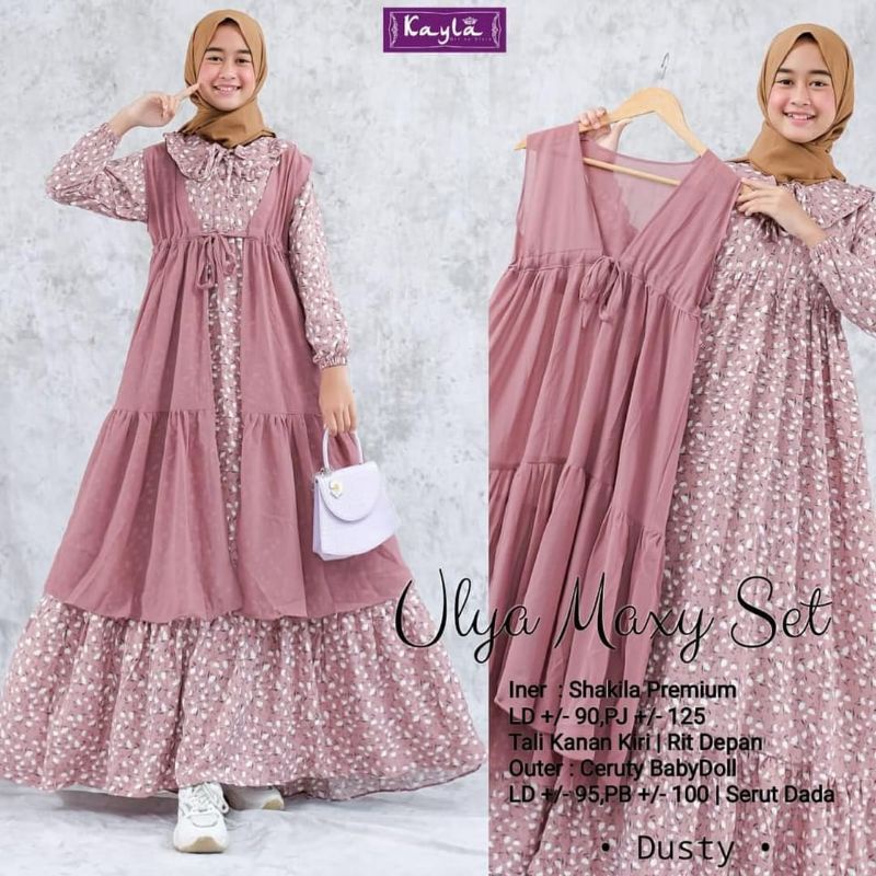 Cod Ulya Maxy Kids/gamis anak usia 9 10 11 12 13 14 tahun/baju muslim anak/pakaian anak/gamis remaja