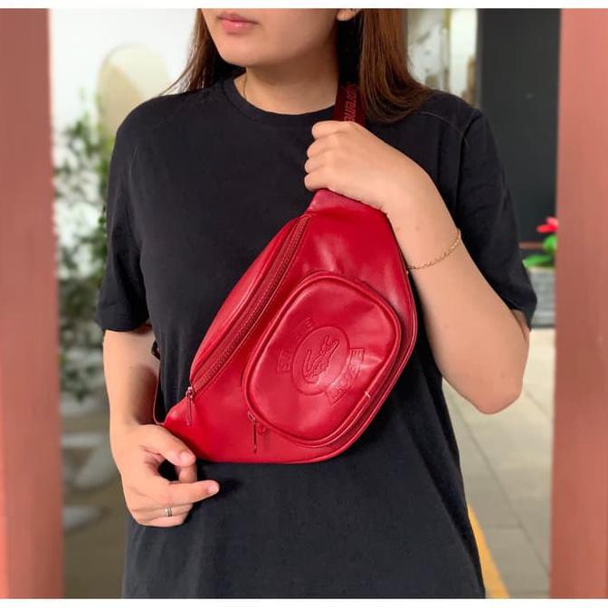 supreme lacoste waist bag red