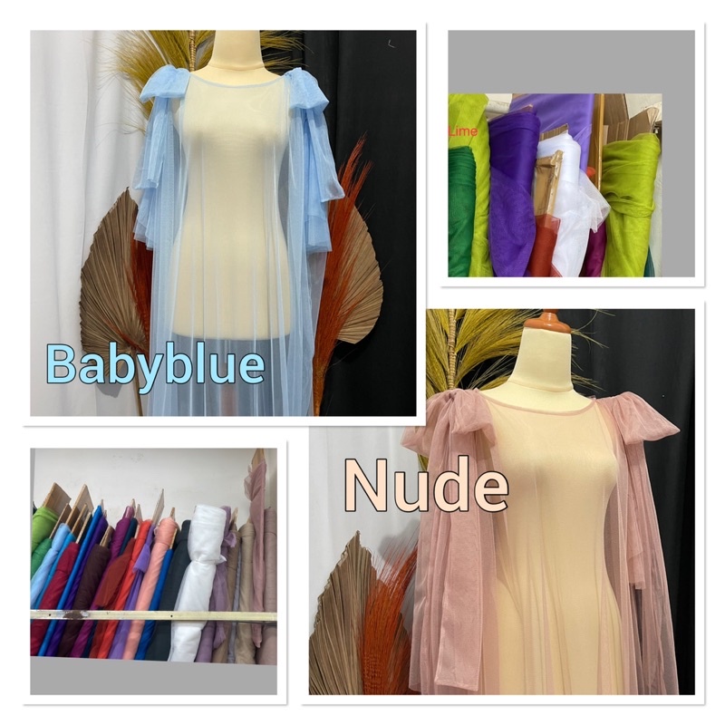 Calendula dress tile tille polos pita lengan trompet / trump plain tulle dress / outer dress hamil maternity pesta tile polos model cinderella