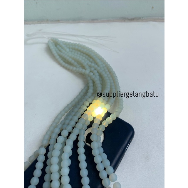 batu 6mm moonstone DOFF opalite akik tembus senter rencengan LANGKA