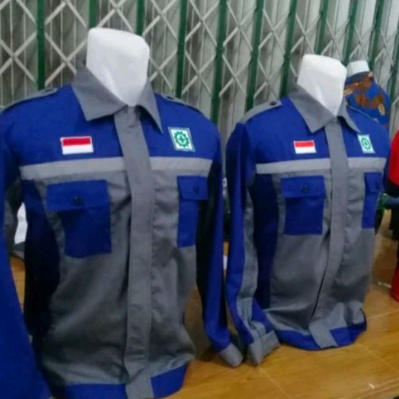 SERAGAM SAFETY ABU ABU KOMBINASI BIRU RESLETING MODEL BARU