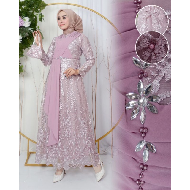 Kebaya Gamis Rasya KM / Gamis Kebaya Modern Pesta Mewah / Gamis Brukat / Gamis / Kebaya Modern / Gamis Kondangan