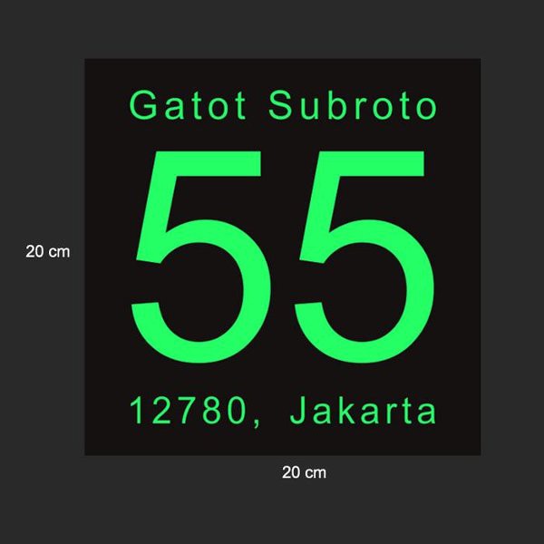 Wall Sticker Custom Nomor Rumah Cutting Stiker Glow in the dark nyala