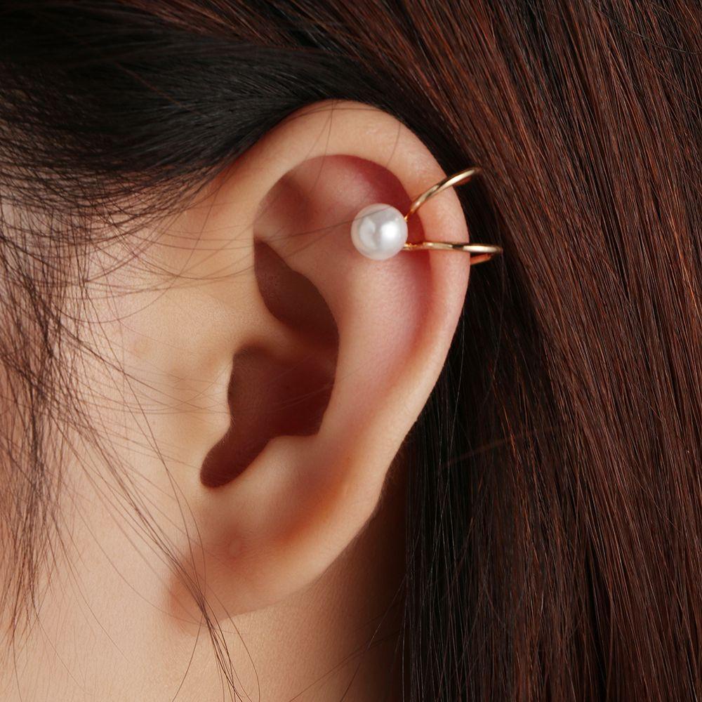 Lily Ear Cuff Clip Mutiara Berlian Tanpa Tindik Ladies Jewelry Wrap Tulang Rawan Telinga Untuk 1pasang