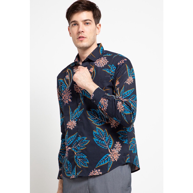 LR-2 Kemeja Batik Panjang Navy 0019
