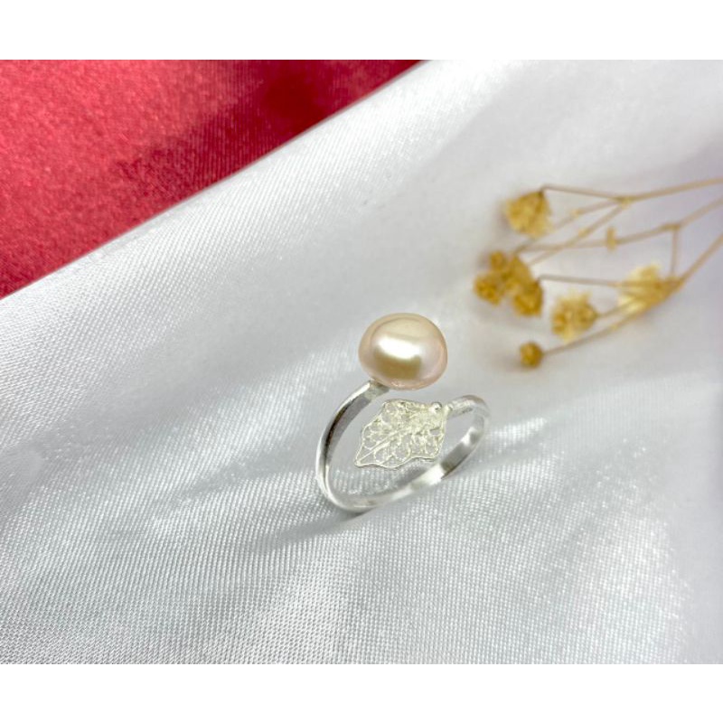 BERSERTIFIKAT CINCIN PERAK 925 ASLI MUTIARA AIR TAWAR LOMBOK FREE SIZE CINCIN CEWEK UNIK PERAK 925