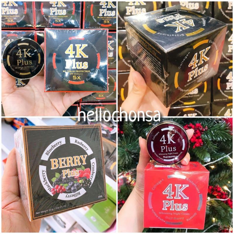 4K PLUS WHITENING NIGHT CREAM + GOJI BERRY + BB CREAM alpha arbutin collagen ginseng snow lotus