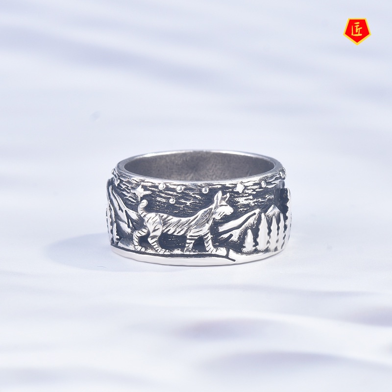 [Ready Stock]S925 Silver Retro Creative Coniferous Forest Ring