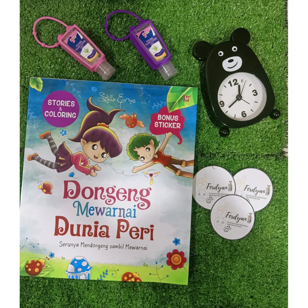 Buku dongeng mewarnai dunia peri free sticker ples fre senitezer