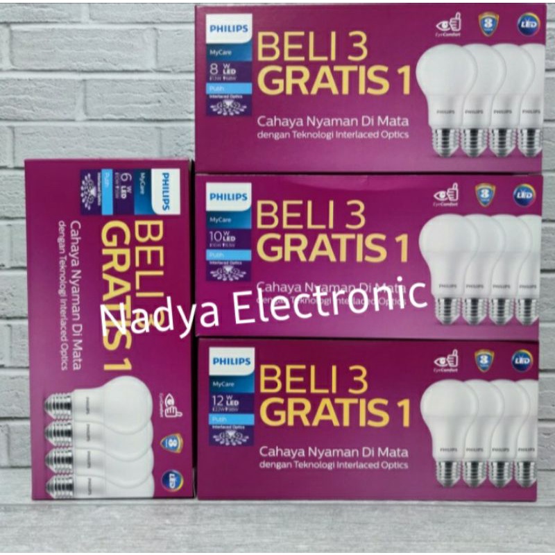PHILIPS LAMPU BOHLAM LED 8watt MY CARE MULTIPACK