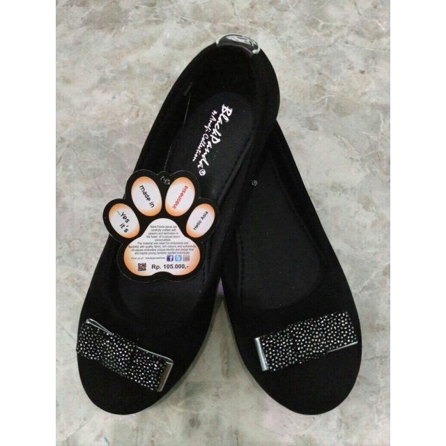 Black Panda Flat Shoes