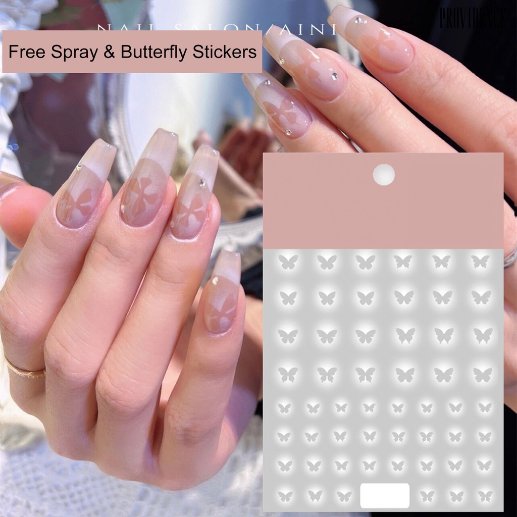 Providence Stiker Kuku Semi Transparan Motif Kupu-Kupu / Hati / Bintang Untuk Nail Art