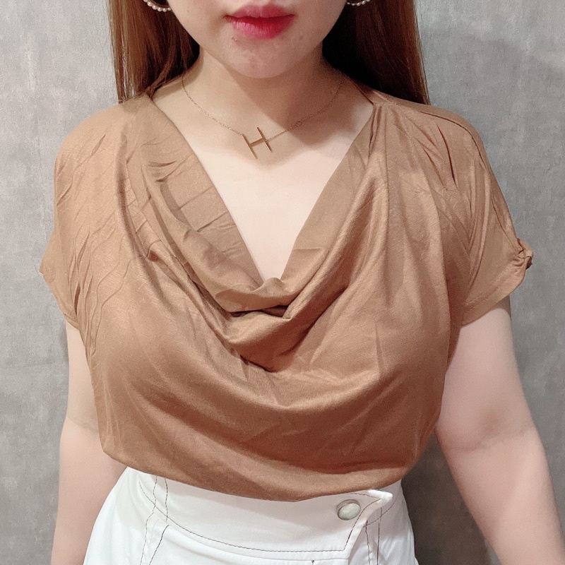 Ruched Short Sleeve Blouse | Atasan Wanita Korean Fashion | Maimon Grosir
