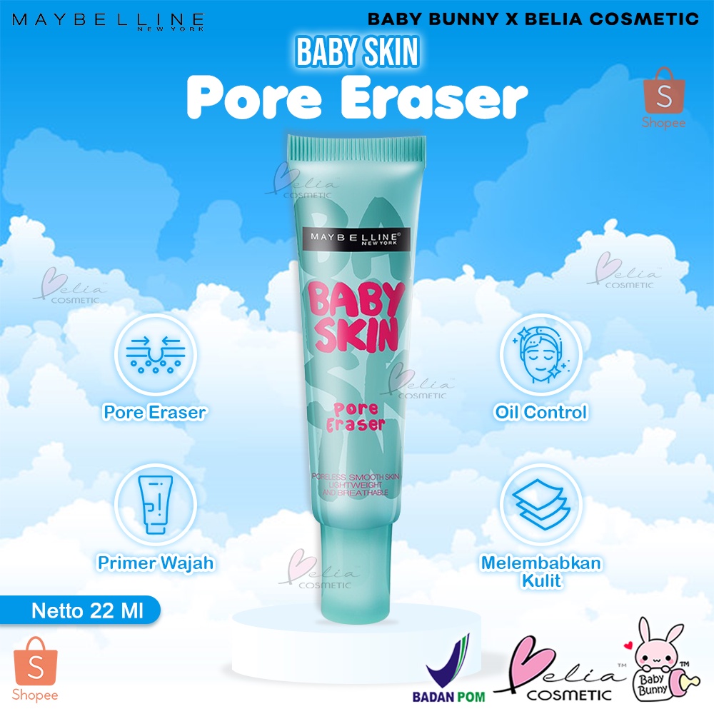 ❤ BELIA ❤ MAYBELLINE Baby Skin Pore Eraser | Primer | Oil Control | BPOM