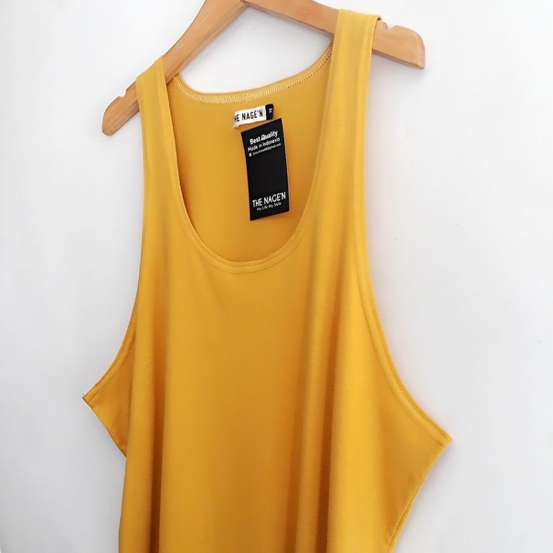 kaos singlet gym pria polos unisex warna kuning busuk