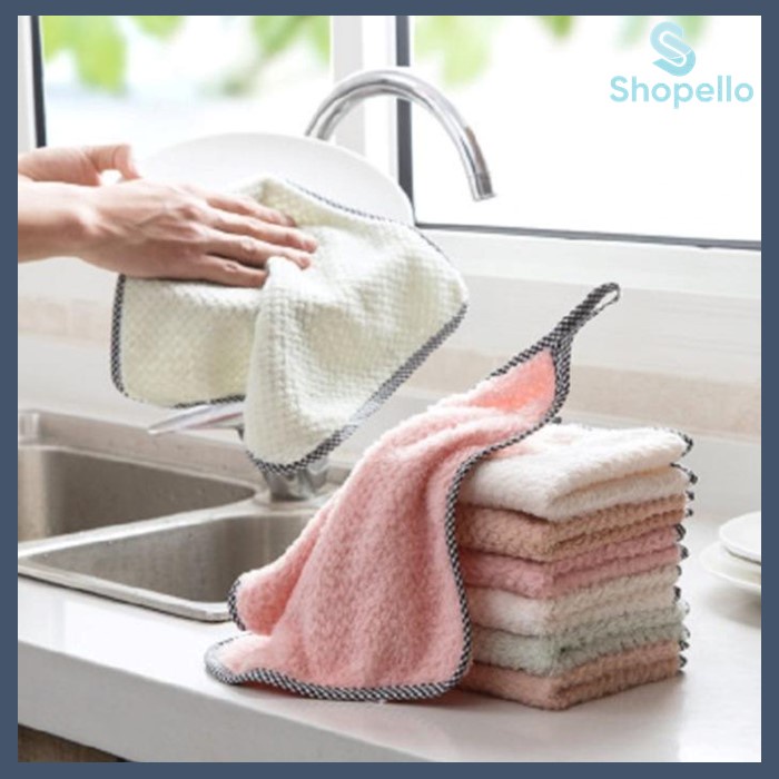 SHOPELLO - Kain Lap Dapur Dengan Tali Gantung Bahan Microfiber Anti Minyak