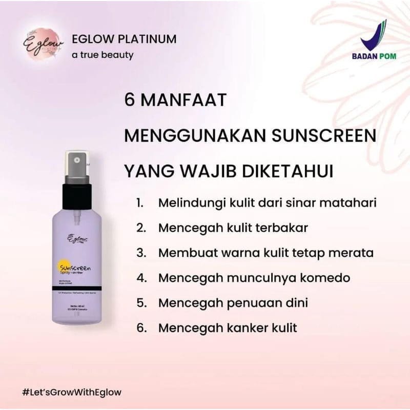 Sunscreen Spray Eglow Platinum SPF 45+ UV Filter | Sunscreen SPF45 PA