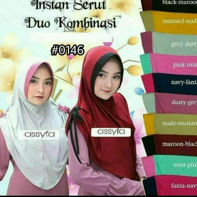 Jilbab Serut Kombinasi 2 warna