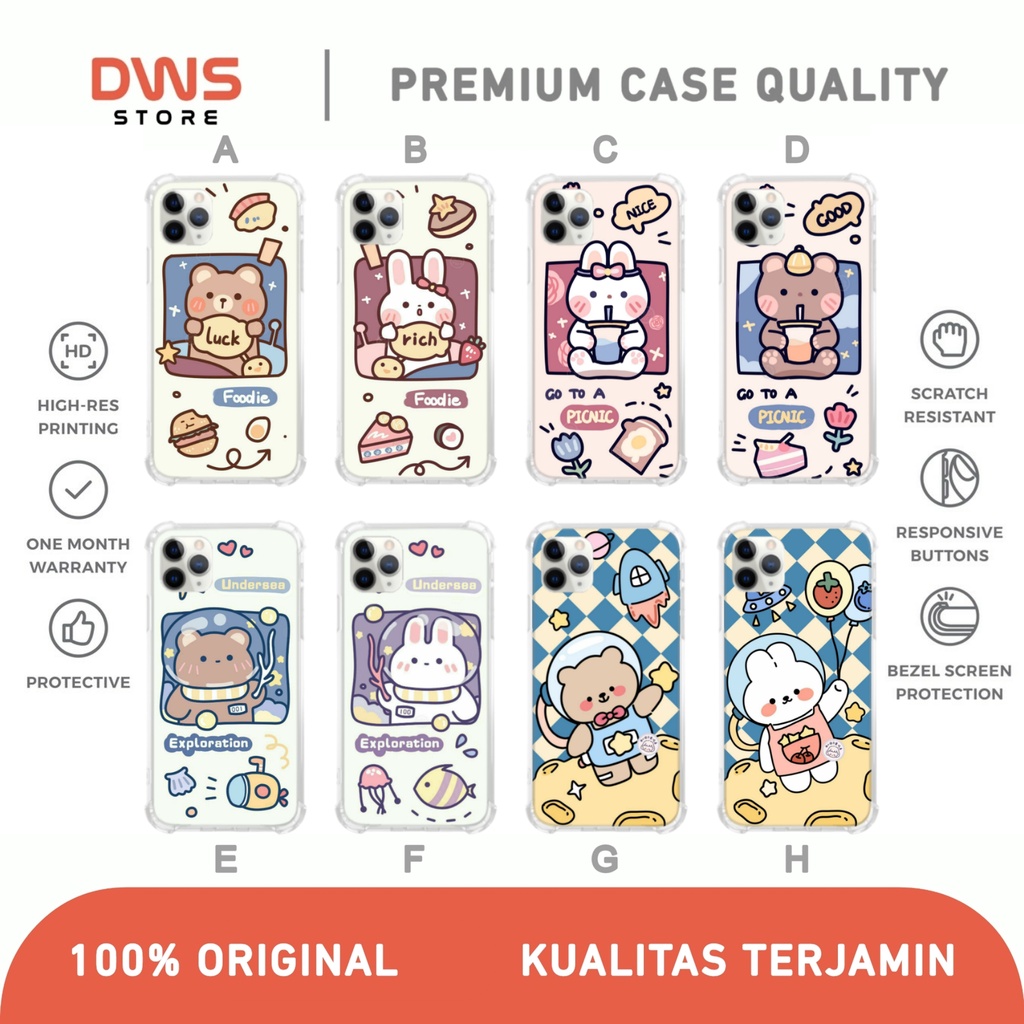 [CA013] Case Couple Bear Bunny Oppo Vivo Samsung Realme Iphone Redmi Note 4 5 6 7 8 9 10 Plus X XR 1