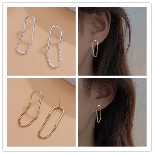 1 Pasang Anting Tusuk Gantung Desain Geometrirumbai Rantai Gaya retro Untuk Wanita