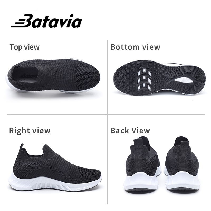 Batavia GROSIR sepatu kanvas wanita rajut sepatu wanita  sepatu tanpa tali hitam Sepatu Wanita Sport Women Sneakers N33