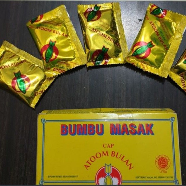 

SATUAN/ECER BUMBU MASAK /BUMBU TABUR/PENYEDAP RASA CAP ATOOM BULAN @7gr