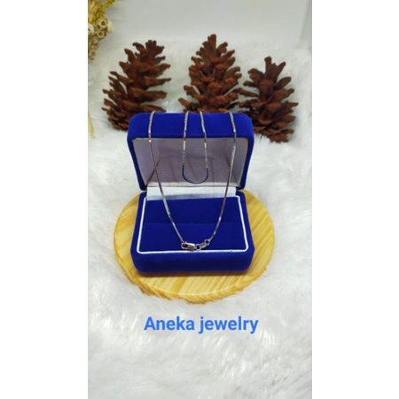 Kalung Cassandra, Panjang 45cm, Perak 925, Sepuh Emas Putih