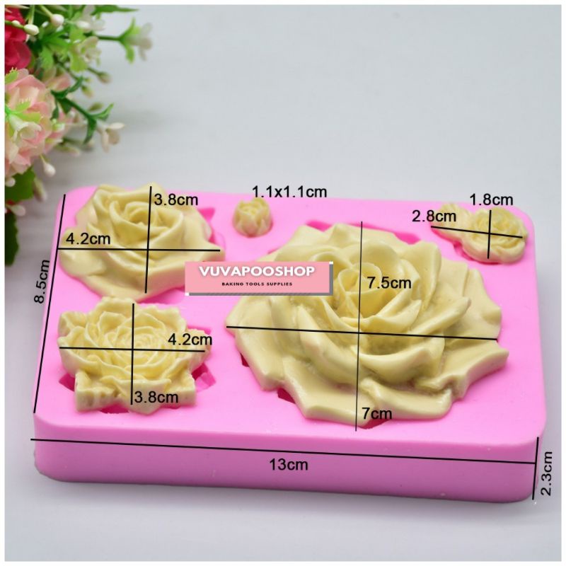 Cetakan Silicone Mawar Bsr / SM Mawar Pink Bsr / Cetakan Silikon Coklat