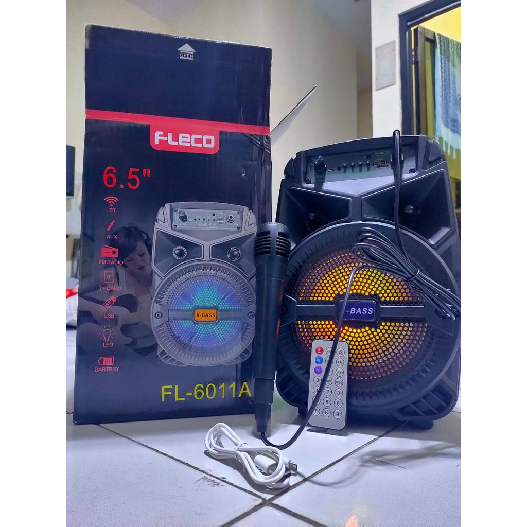 Speaker Bluetooth Karaoke 6,5 INCH Fleco FL-6011 / FL-6011A / FL 6011A Bonus Mic+Remot Super Bass