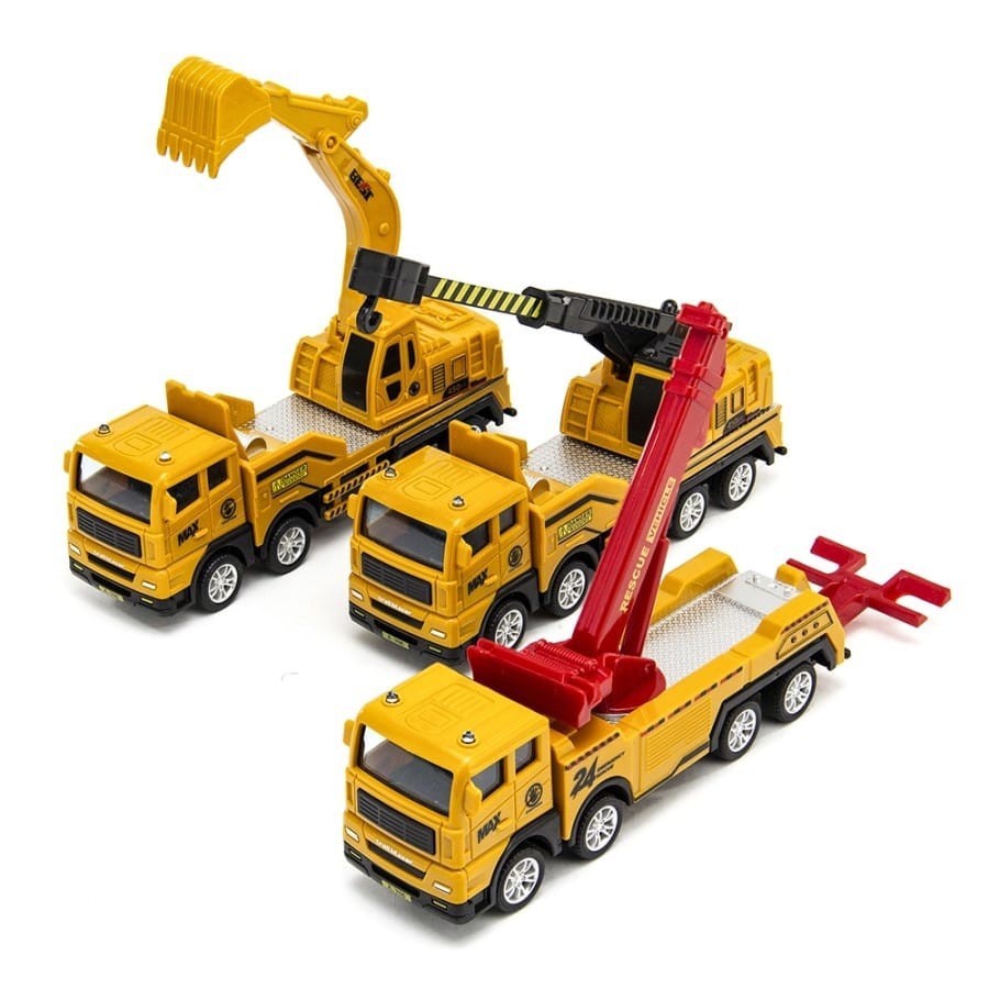 "Promo Tahun Baru" Construx Diecast Truk Konstruksi Series Mainan Miniatur Mesin Friction Skala 1:55
