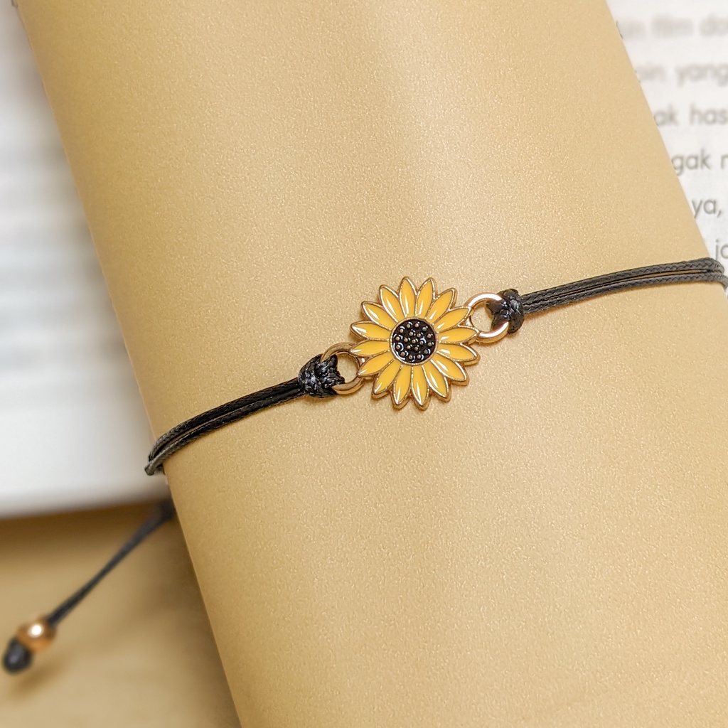 Gelang Tali Korea Persahabatan Bunga Matahari Cypsela Series-BLACK