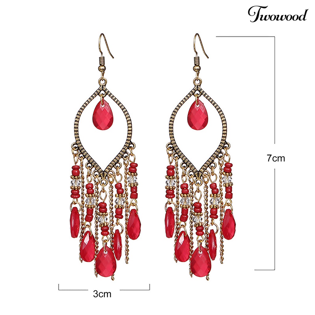 Twowood 1 Pair Earring Waterfall Shape Bohemia Style Ultra Long Dangle Hanging Ear Ornaments Ear Accessoies for Women